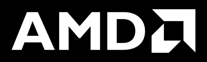 AMD logo, logotype, emblem, black background