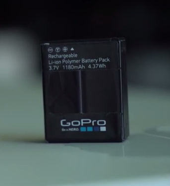 GoPro accumulator with logo on it