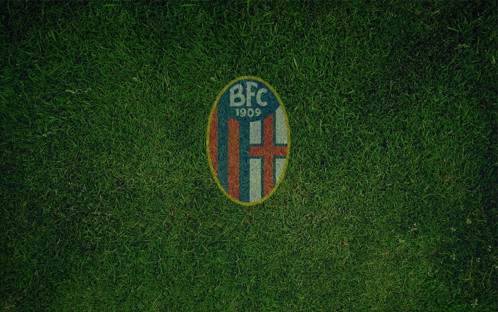 Serie A club Bologna FC wallpaper, logo on the grass - 1920x1200px