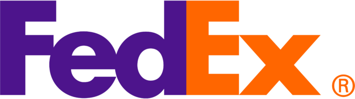 FedEx logo, orange-purple