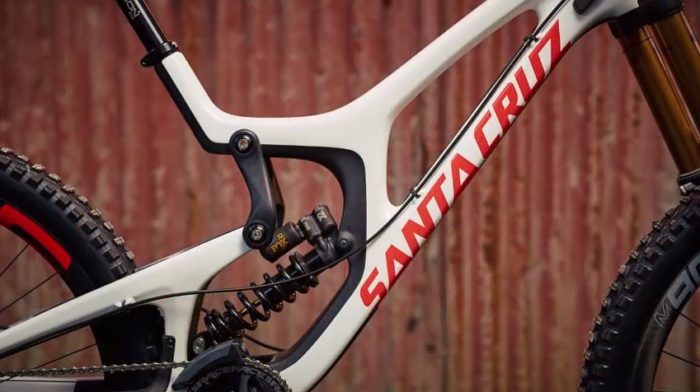 Santa Cruz logo on the bike