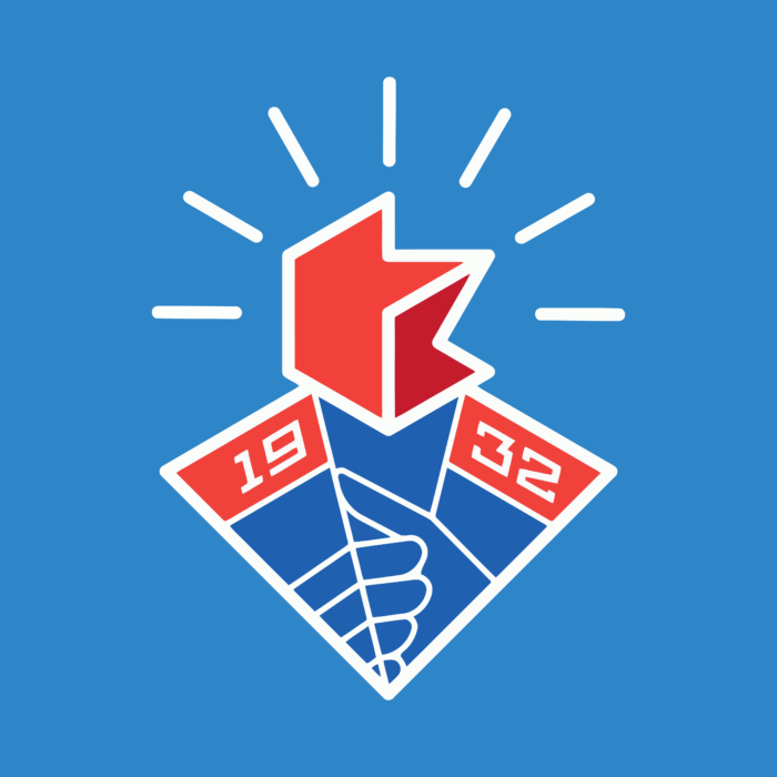Komsomolsk on Amur Logo blue background