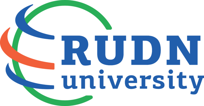 Peoples' Friendship University of Russia Logo blue text