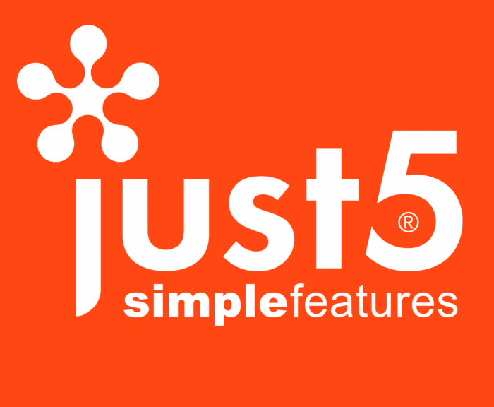 Just5 Logo white text